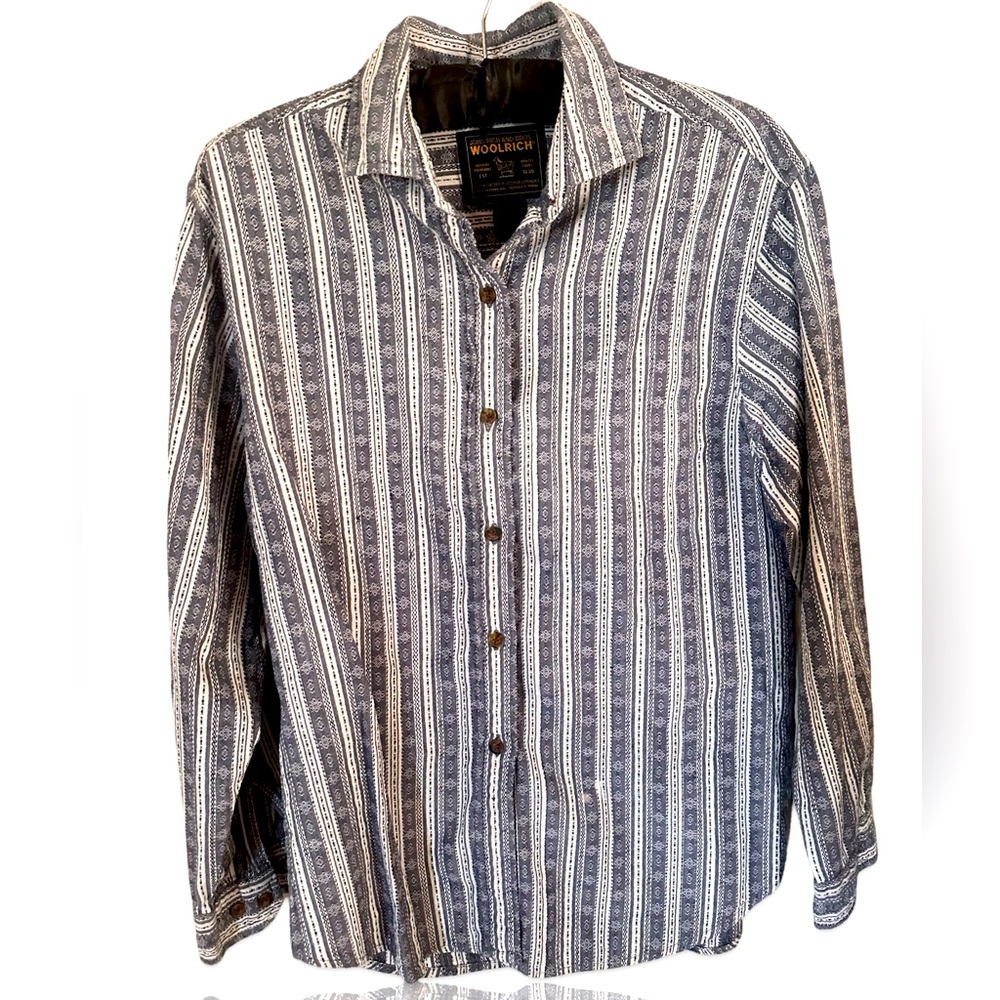 Woolrich Woven Y2K Stripped Blue Button Up